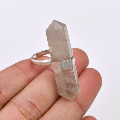 Rose Quartz Gemstone Statement Pencil Point Ring