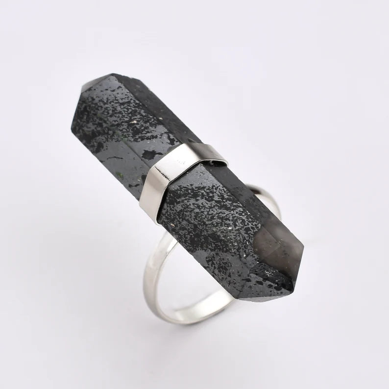 Agate Gemstone Statement Pencil Point Ring