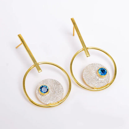 Blue Topaz Handcrafted Natural Gemstone Stud Earrings