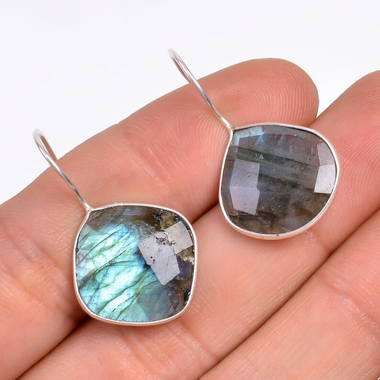 Labradorite Gemstone Handcrafted Drop Earrings