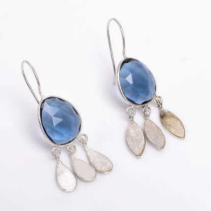 Labradorite Handcrafted Natural Gemstone Minimalist Drop Earrings