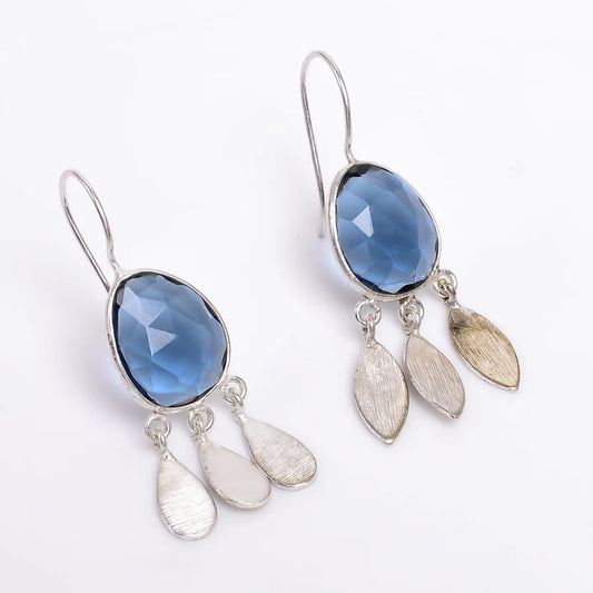 Labradorite Handcrafted Natural Gemstone Minimalist Drop Earrings