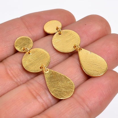 Handcrafted Round And Pear Shaped Stud Minimalist Earrings