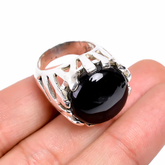 Black Onyx Natural Gemstone Handcrafted Signet Ring