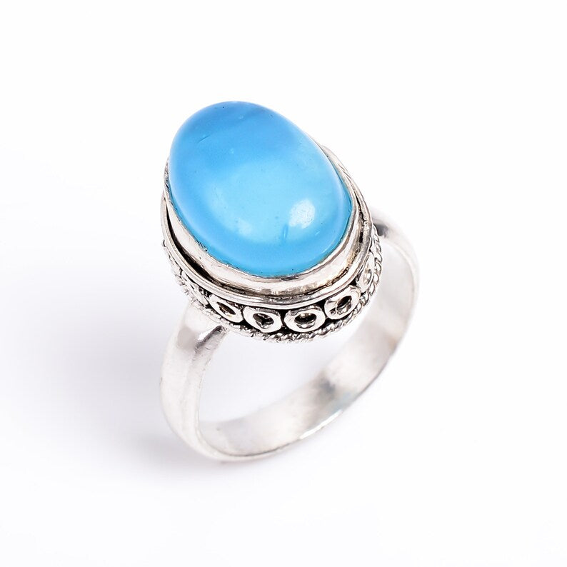 Chalcedony Gemstone Handcrafted Statement Ring