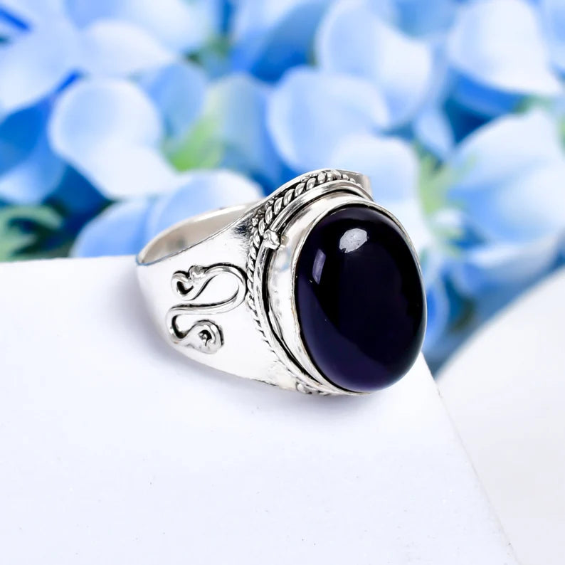 Black Onyx Gemstone Statement Handcrafted  Ring