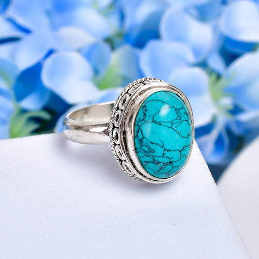 Turquoise Gemstone Handcrafted Statement Ring