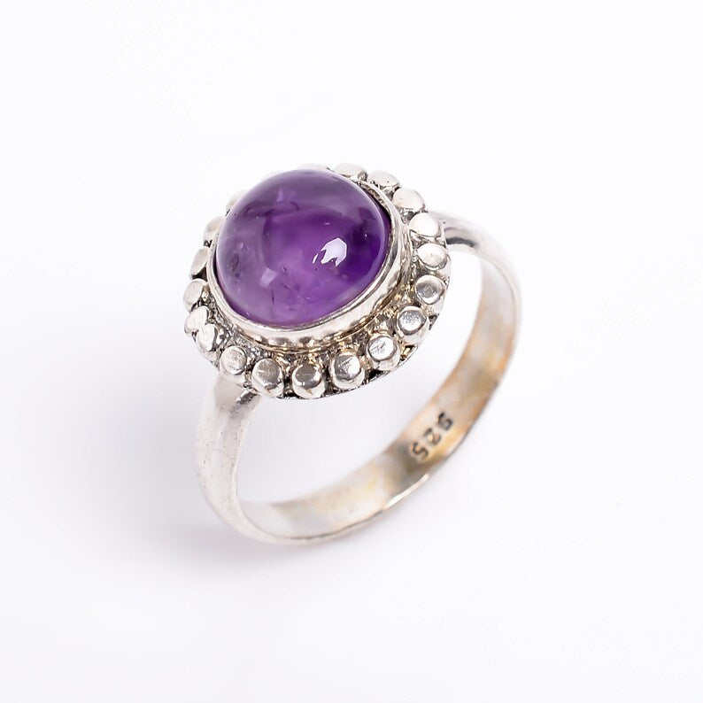 Amethyst Gemstone Statement Handcrafted Birthstone Ring