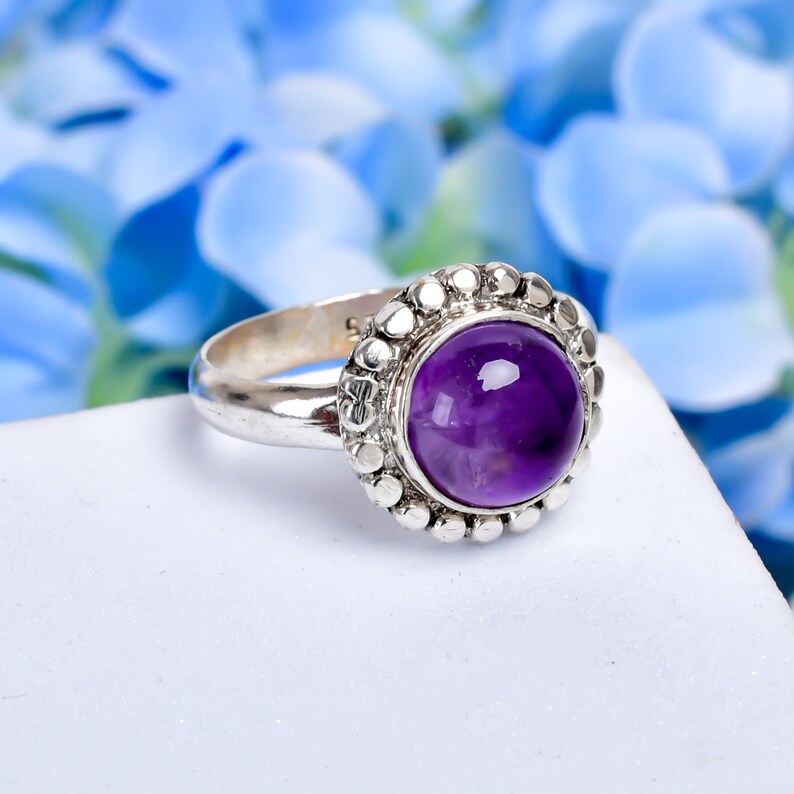 Amethyst Gemstone Statement Handcrafted Birthstone Ring