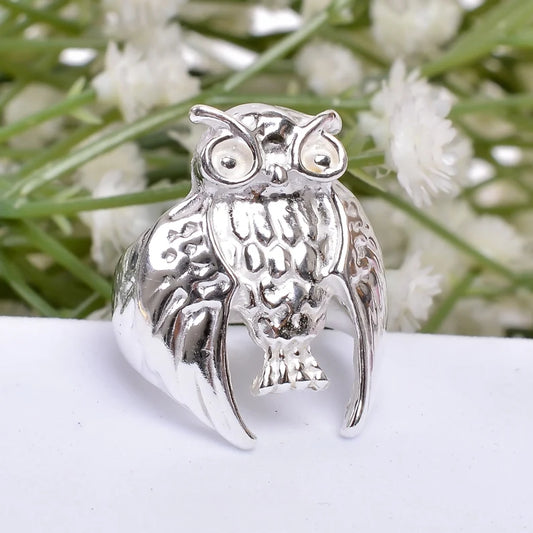 Owl Bird Statement Handcrafted Minimalist Ring