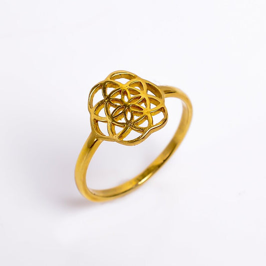 Handcrafted Flower Design Healing Statement Ring