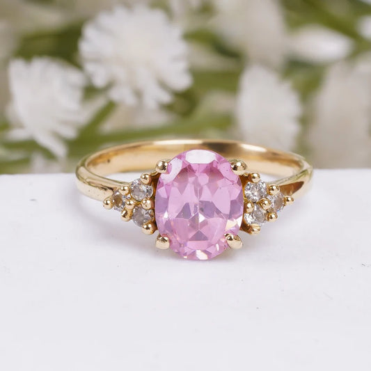 Cubic Zirconia Natural Gemstone Women's Handcrafted Ring