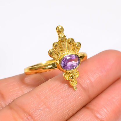 Natural Amethyst Gemstone Women's Birthstone Ring