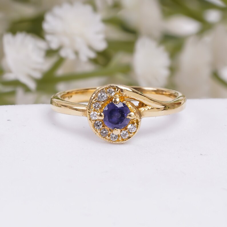 Iolite Gemstone Handcrafted Birthstone Ring for Women