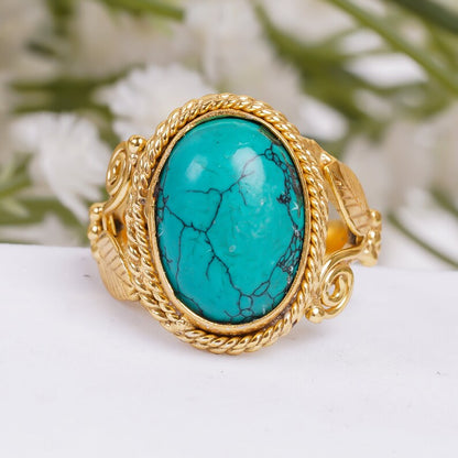 Natural Gemstone Turquoise Women's Handcrafted Ring