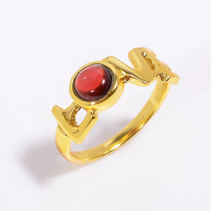Garnet Love Design Women's Birthstone Minimalist Ring