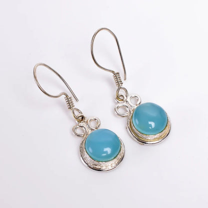 Chalcedony Natural Gemstone Drop Handcrafted Earrings