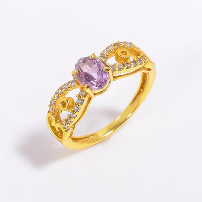 Amethyst Gemstone Women's Handcrafted Birthstone Ring