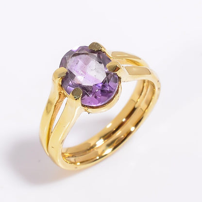 Amethyst Gemstone Elegant Handcrafted Birthstone Ring