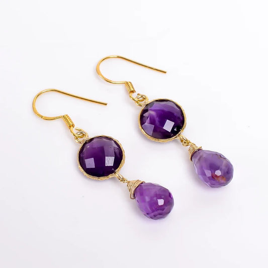 Amethyst Handcrafted Minimalist Drop and Dangle Earrings