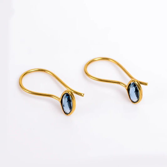 Iolite Natural Gemstone Drop Handcrafted Marquise Earrings