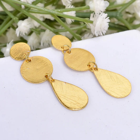 Handcrafted Round And Pear Shaped Stud Minimalist Earrings