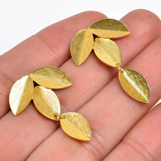 Handcrafted Minimalist Leaf Design Stud Earrings