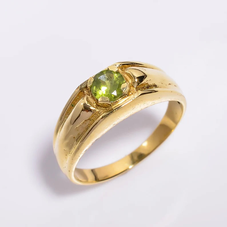 Peridot Gemstone Handcrafted Minimalist Women's Ring