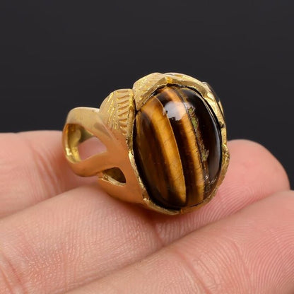 Natural Gemstone Handcrafted Tiger's Eye Antique Ring
