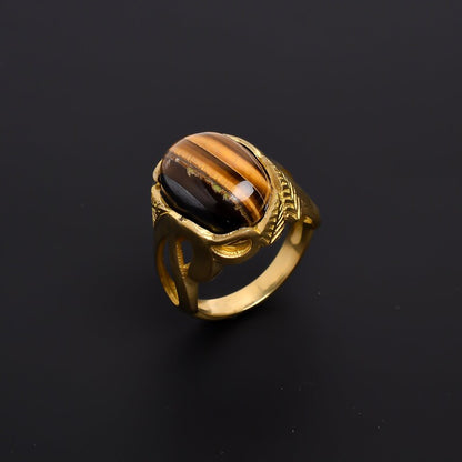 Natural Gemstone Handcrafted Tiger's Eye Antique Ring