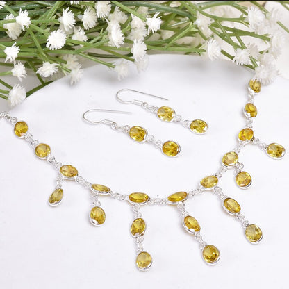 Citrine 925 Sterling Silver Ethnic Necklace