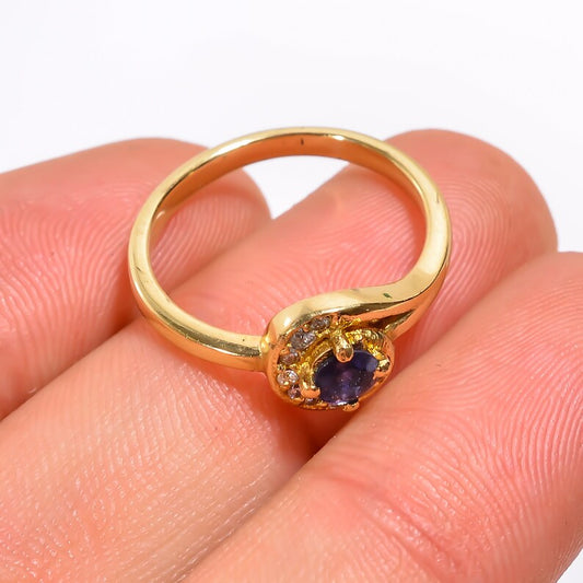 Iolite Gemstone Handcrafted Birthstone Ring for Women