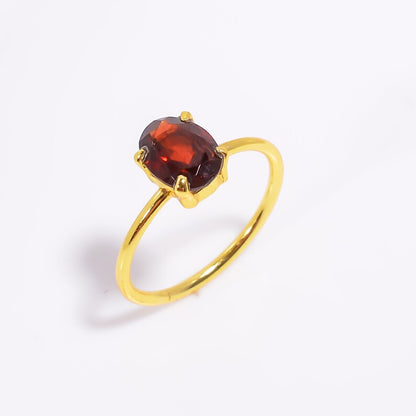 Garnet Natural Gemstone Women's Handcrafted Birthstone  Ring