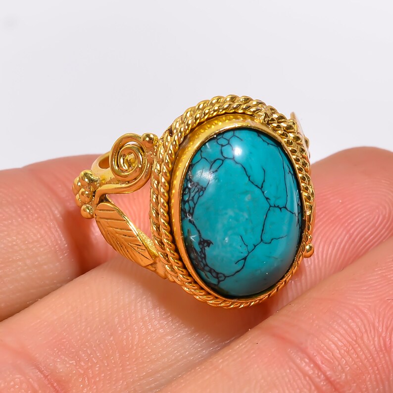 Natural Gemstone Turquoise Women's Handcrafted Ring