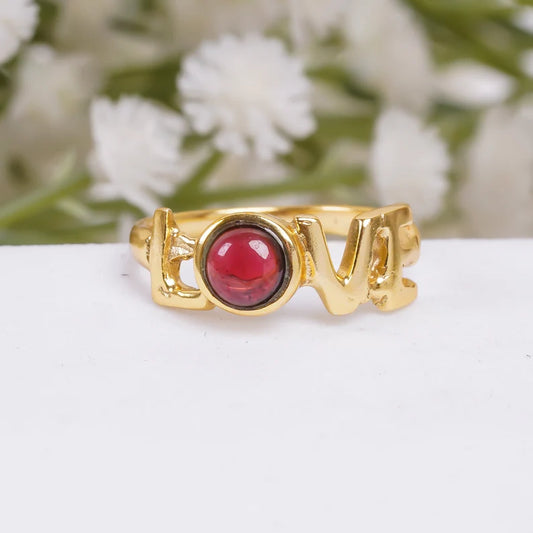 Garnet Love Design Women's Birthstone Minimalist Ring