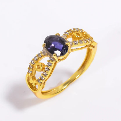 Iolite Natural Elegant Gemstone Women's Birthstone Ring