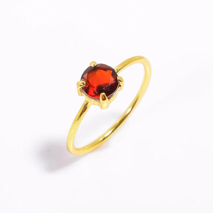 Garnet Women's Gemstone Minimalist Birthstone Ring