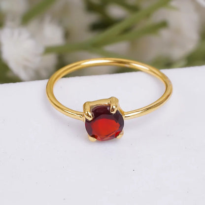 Garnet Women's Gemstone Minimalist Birthstone Ring