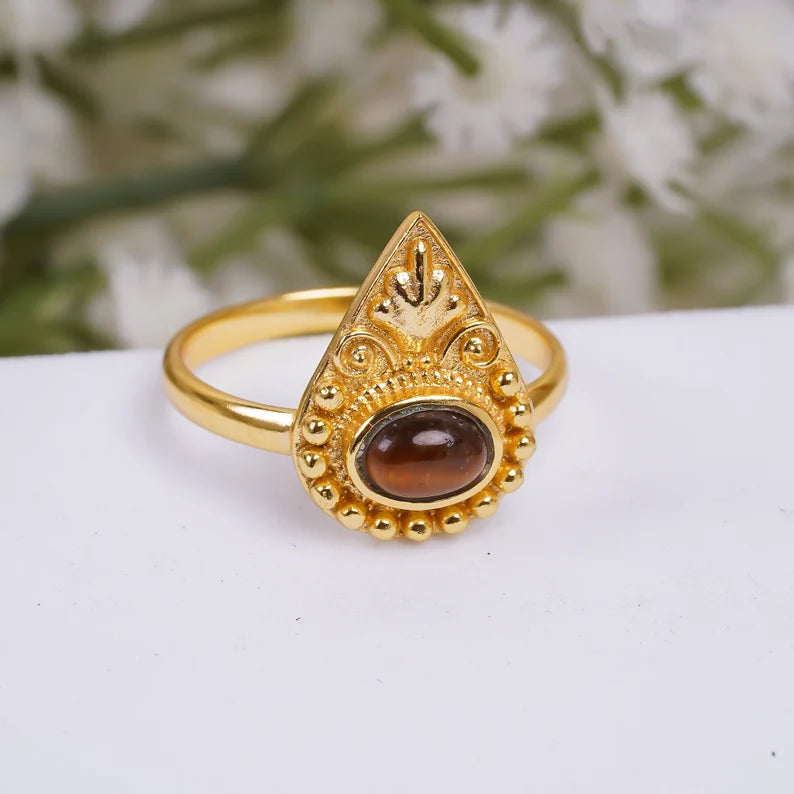 Garnet Gemstone Handcrafted Women's Birthstone Ring