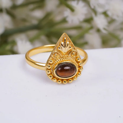 Garnet Gemstone Handcrafted Women's Birthstone Ring