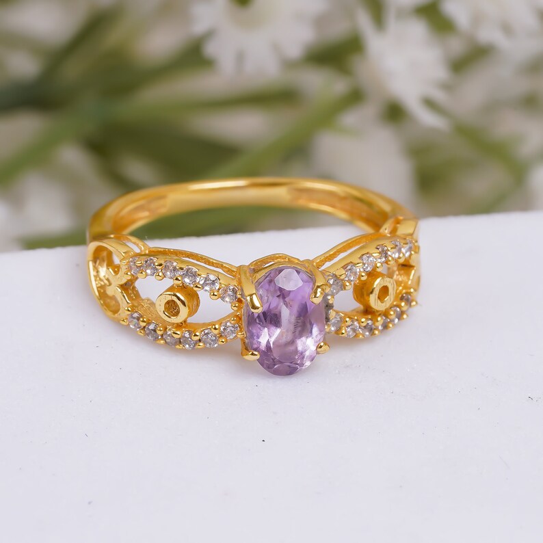 Amethyst Gemstone Women's Handcrafted Birthstone Ring