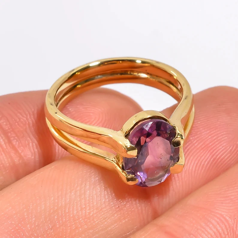 Amethyst Gemstone Elegant Handcrafted Birthstone Ring