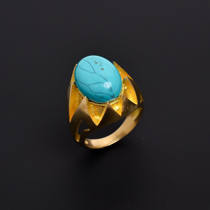 Turquoise Natural Gemstone Handcrafted Signet Ring