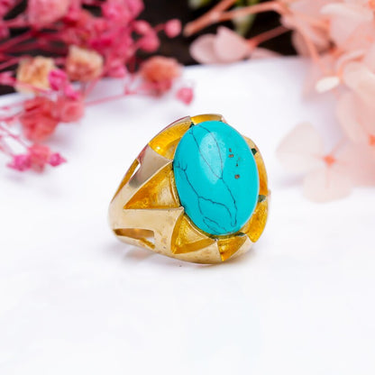 Turquoise Natural Gemstone Handcrafted Signet Ring