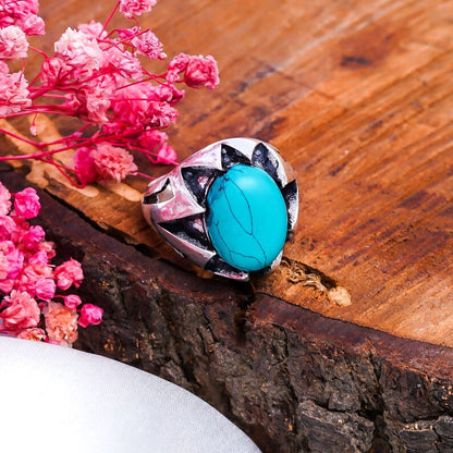 Natural Turquoise Gemstone Handcrafted Statement Ring