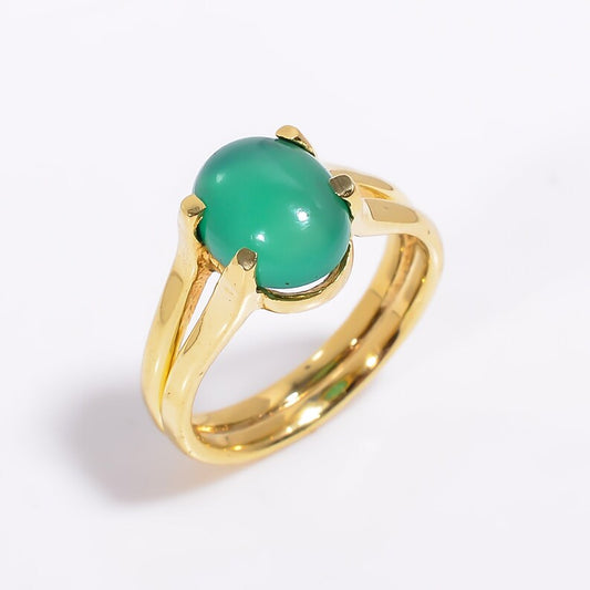 Green Onyx Natural Gemstone Handcrafted Women's Signet Ring