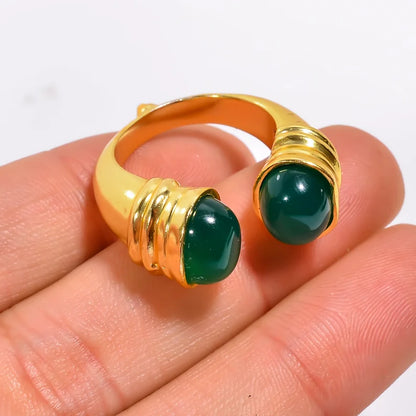 Green Onyx Adjustable Minimalist Natural Gemstone Ring