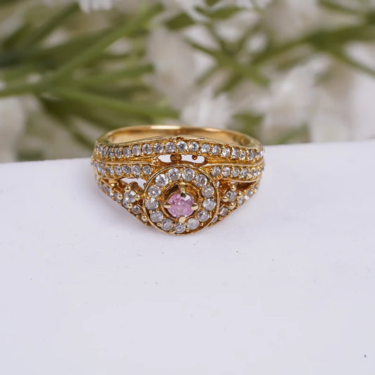 Cubic Zirconia Natural Gemstone Handcrafted Signet Ring