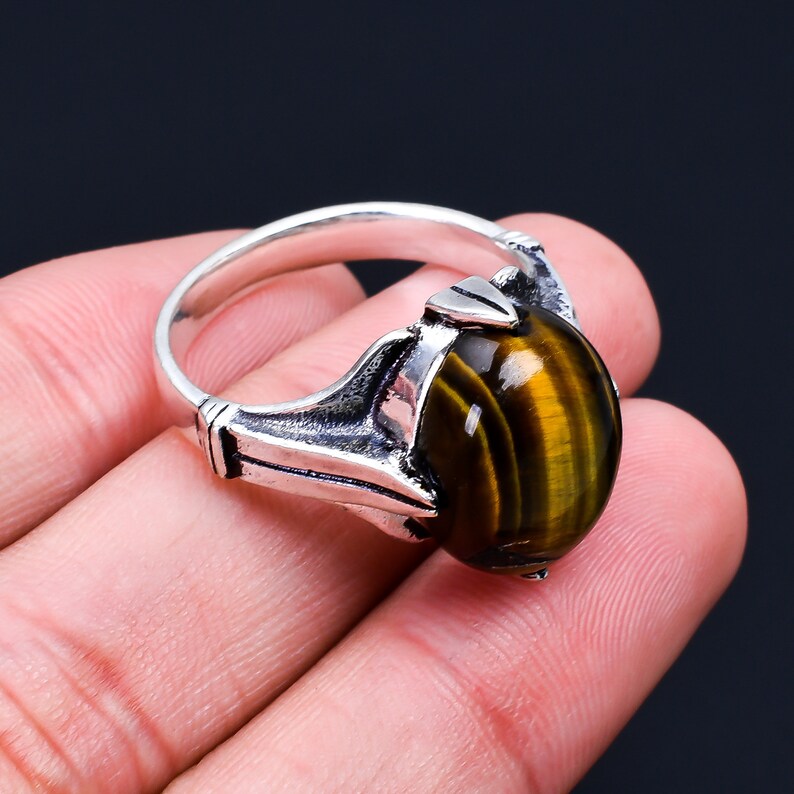 Tiger's Eye Handcrafted Signet  Natural Gemstone Ring