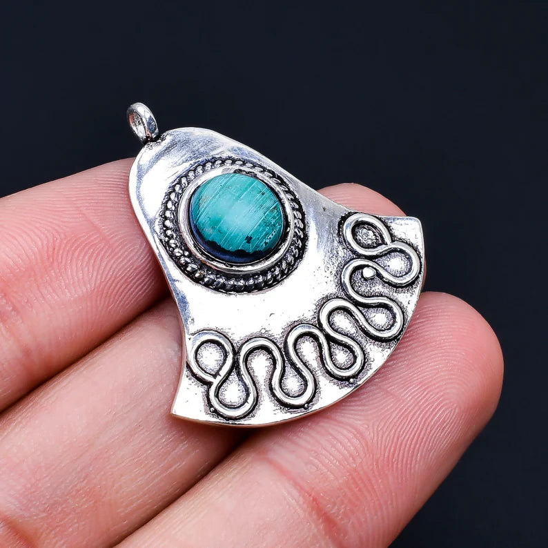 Turquoise Gemstone Silver Handcrafted Pendant